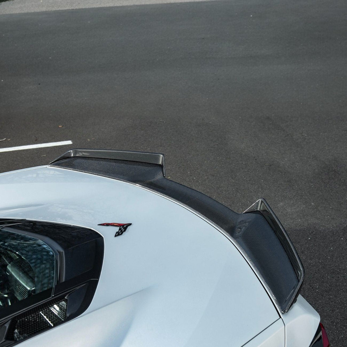 Corvette C8 Ray | Z06 Carbon Fiber Rear Wing Spoiler with Extended Winglets image 11