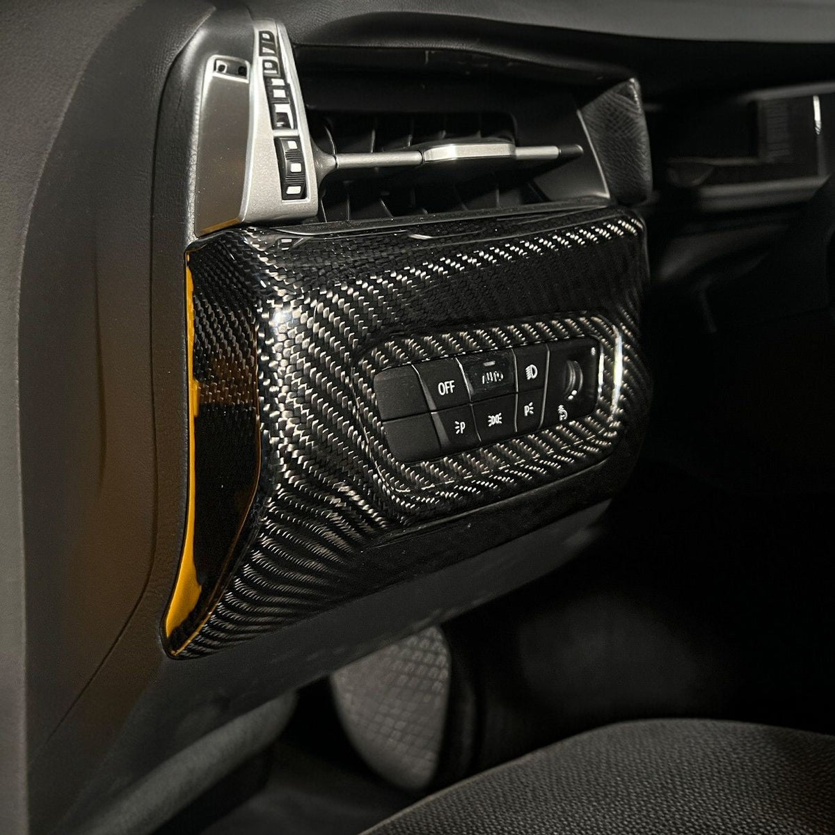 2020-Up Toyota Supra Carbon Fiber JDM Factory Style Headlight Switch Cover image 6
