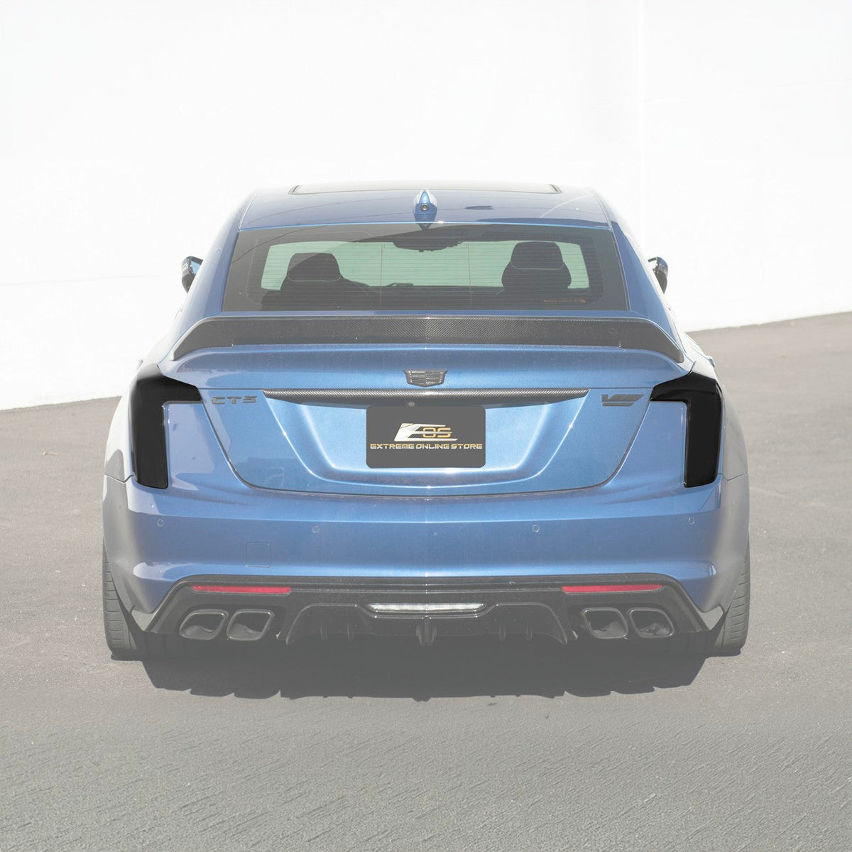 2020-Up Cadillac CT5 Smoke Tinted Rear Tail Light Trim Cover Pair image 1