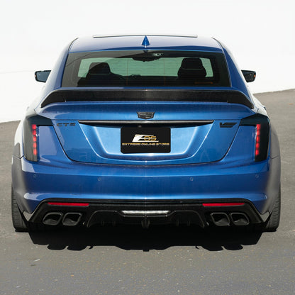 2020-Up Cadillac CT5 Smoke Tinted Rear Tail Light Trim Cover Pair image 14
