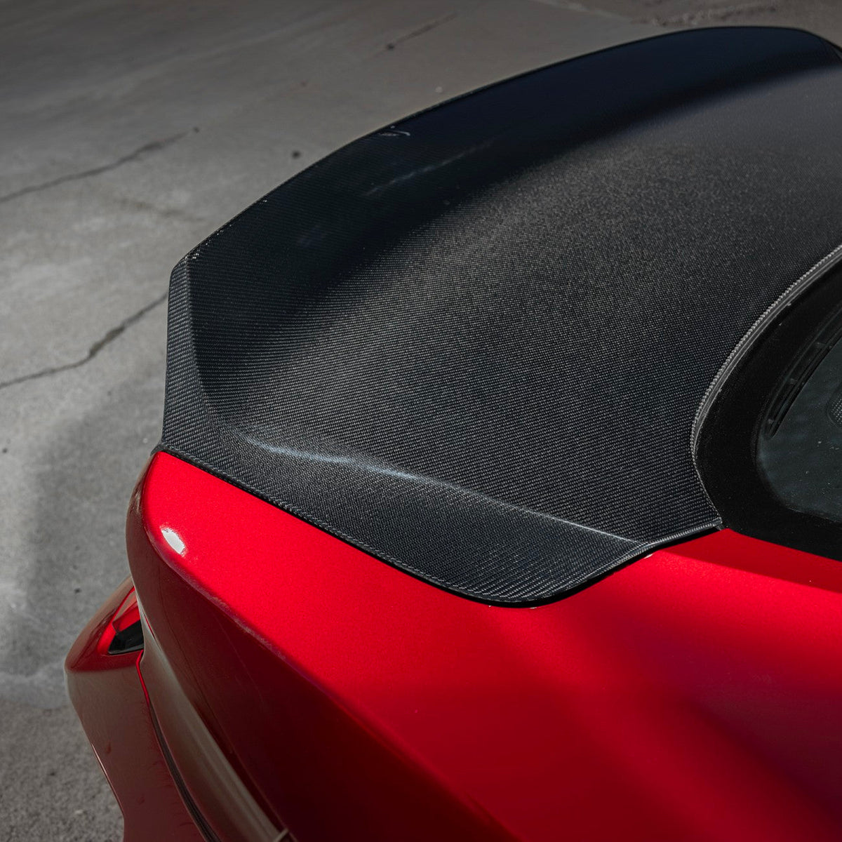 2024-Up Ford Mustang Carbon Fiber Replacement Rear Trunk with Integrated Ducktail Spoiler image 14