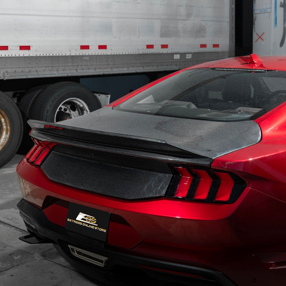 2024-Up Ford Mustang Carbon Fiber Replacement Rear Trunk with Integrated Ducktail Spoiler image 1