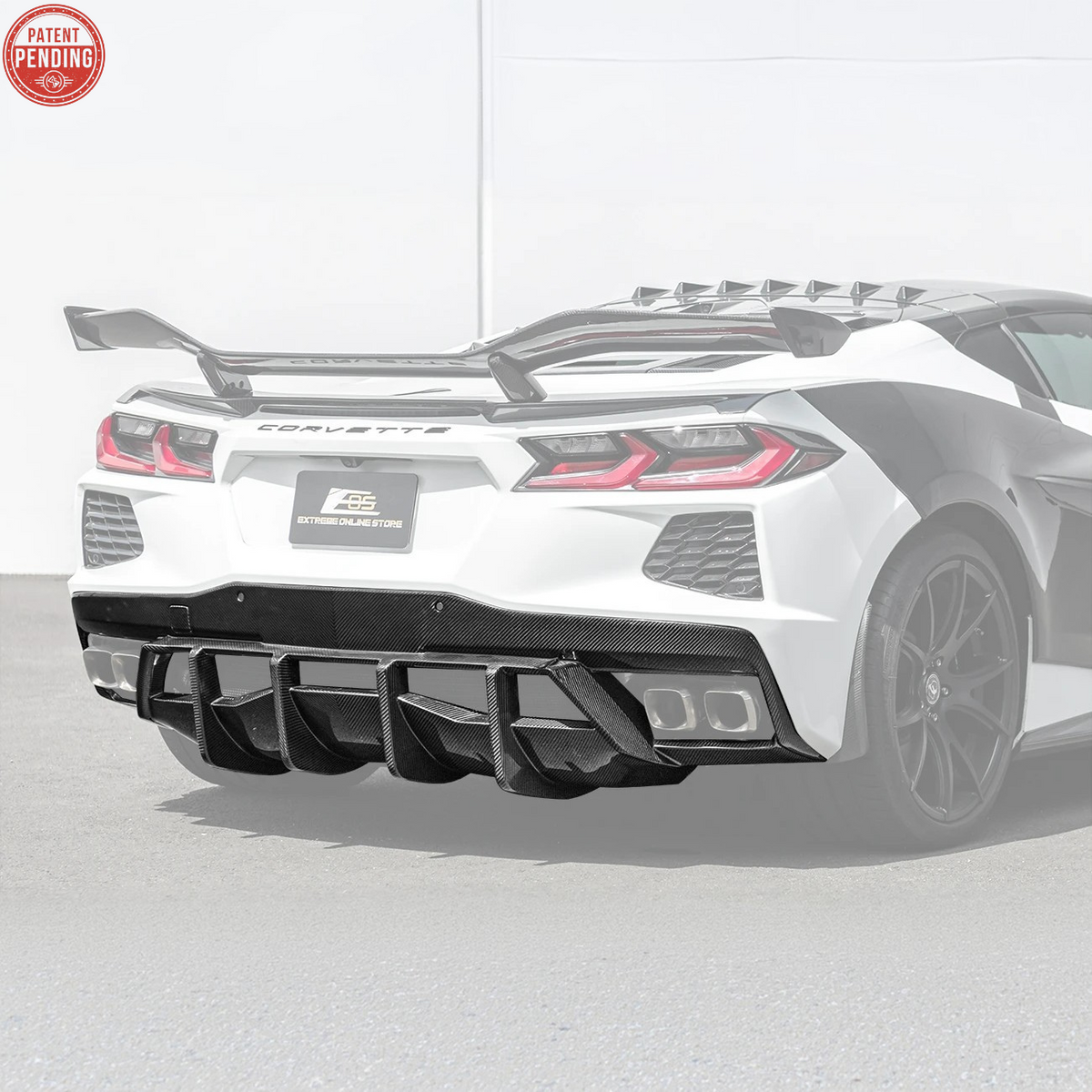 2020-Up Corvette C8 DRY CARBON FIBER Rear Bumper Diffuser Quad Exit image 3