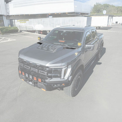 2021-Up Ford F-150 Carbon Fiber Raptor R Style Front Hood Vent Side Trim Bezel Replacements image 5