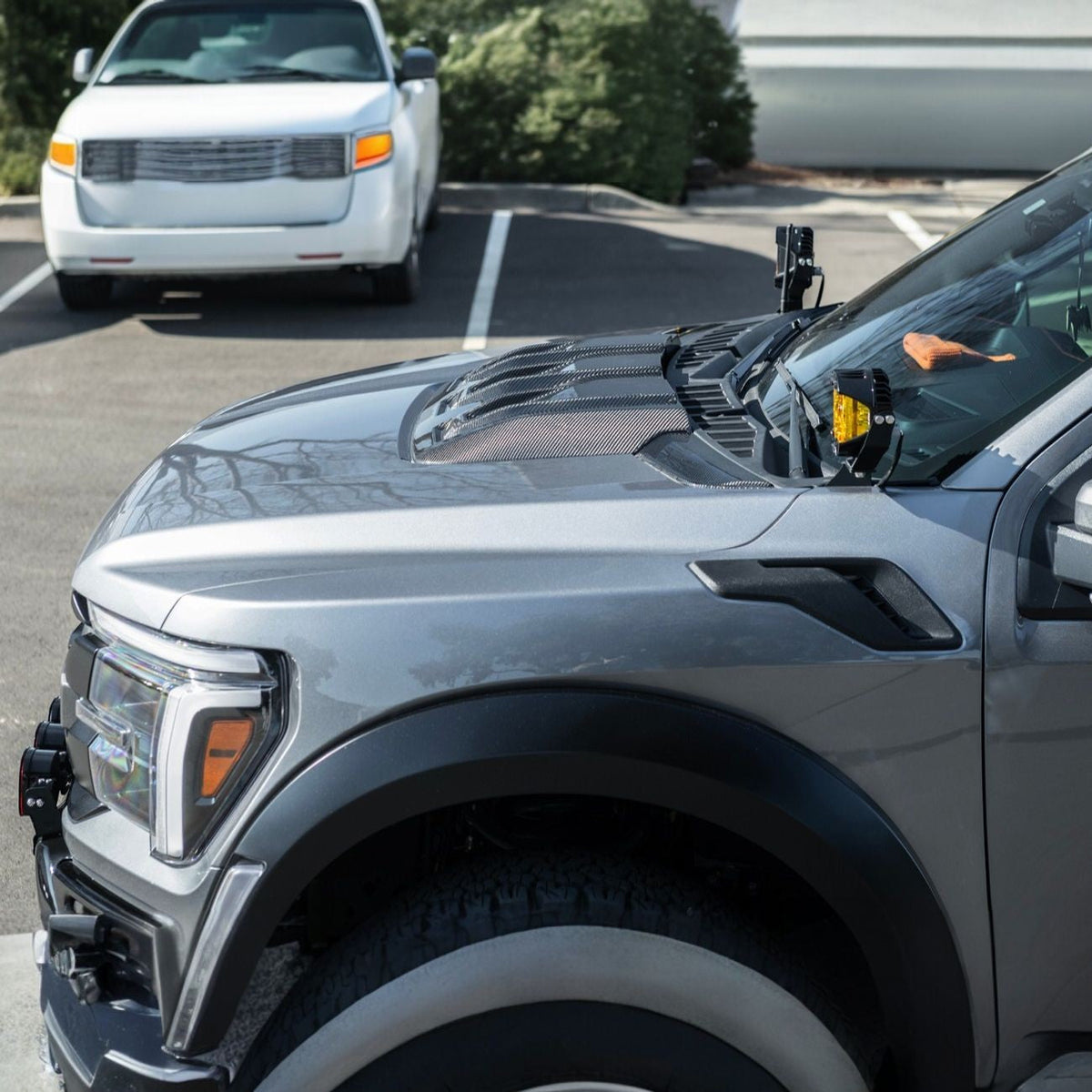2021-Up Ford F-150 Carbon Fiber Raptor R Style Front Hood Vent Side Trim Bezel Replacements image 6