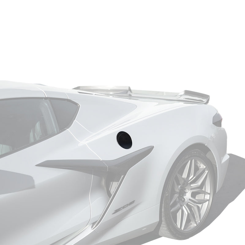 2020-Up Corvette C8 | DRY CARBON FIBER Side Fender Fuel Tank Gas Lid Cover image 1