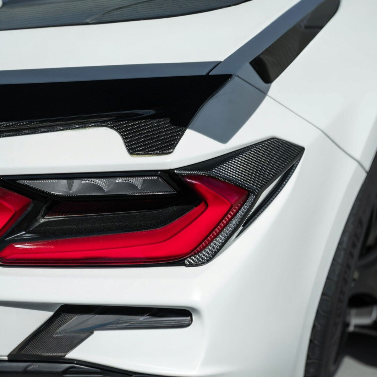 Corvette C8 Dry Carbon Fiber Rear Taillight Side Trim Panel Cover Overlays image 4