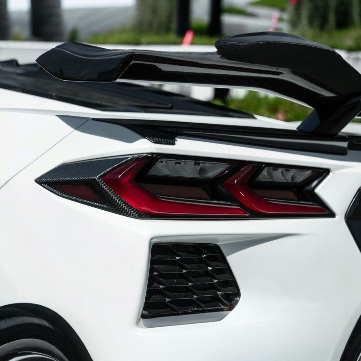 Corvette C8 Dry Carbon Fiber Rear Taillight Side Trim Panel Cover Overlays image 7