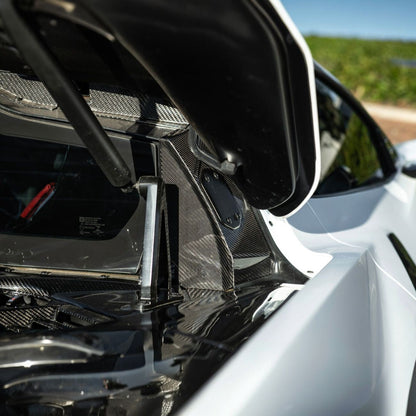 Corvette C8 Dry Carbon Fiber Rear Hatch Hinge Pillar Trim Cover Overlays image 4