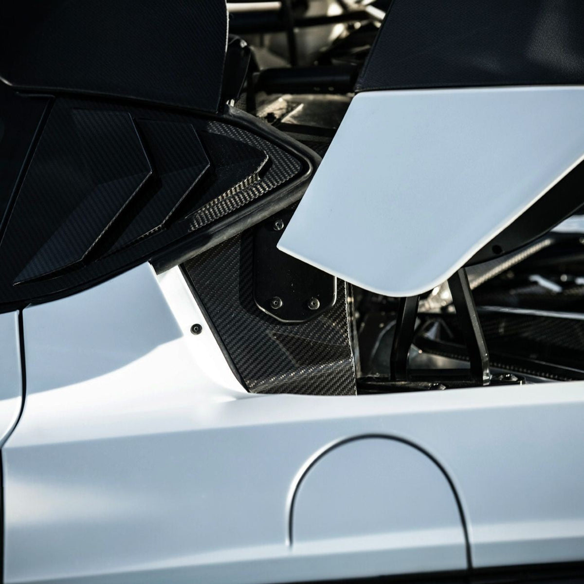 Corvette C8 Dry Carbon Fiber Rear Hatch Hinge Pillar Trim Cover Overlays image 8