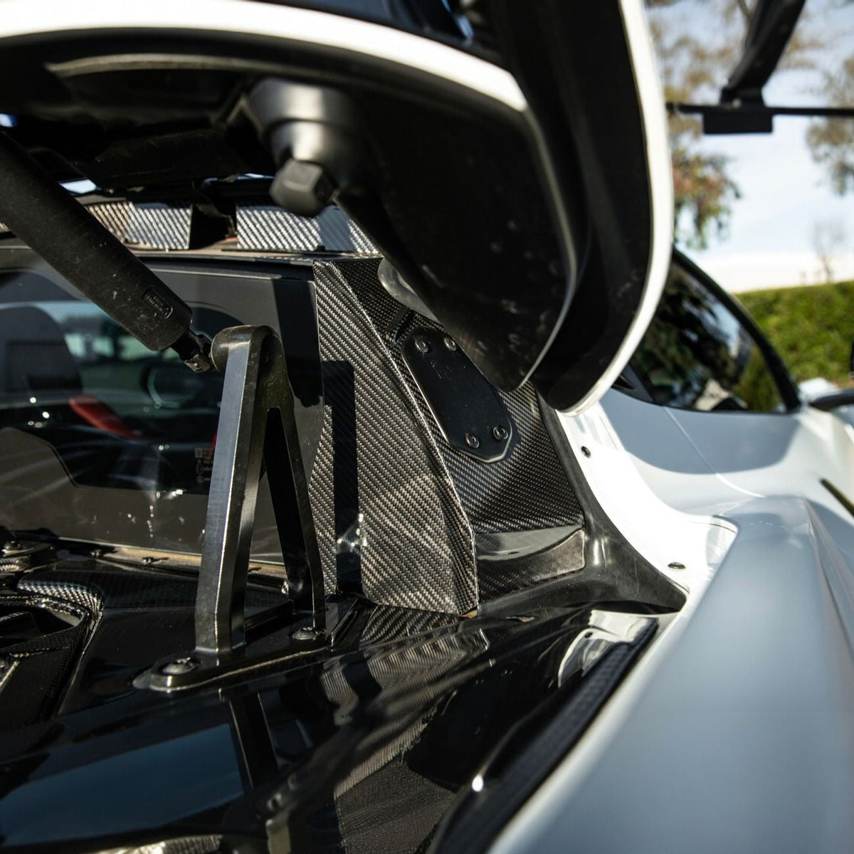 Corvette C8 Dry Carbon Fiber Rear Hatch Hinge Pillar Trim Cover Overlays image 9