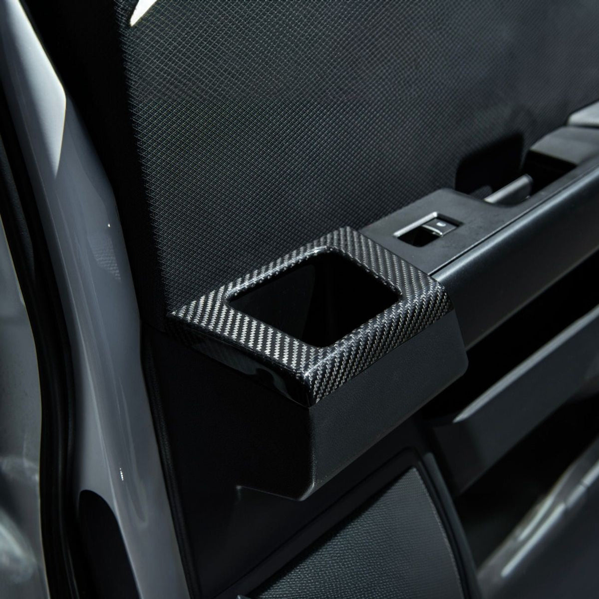2021-2026 Ford F-150 / F-150 Lightning Dry Carbon Fiber Rear Door Side Storage Cup Holder Cover Overlays image 4