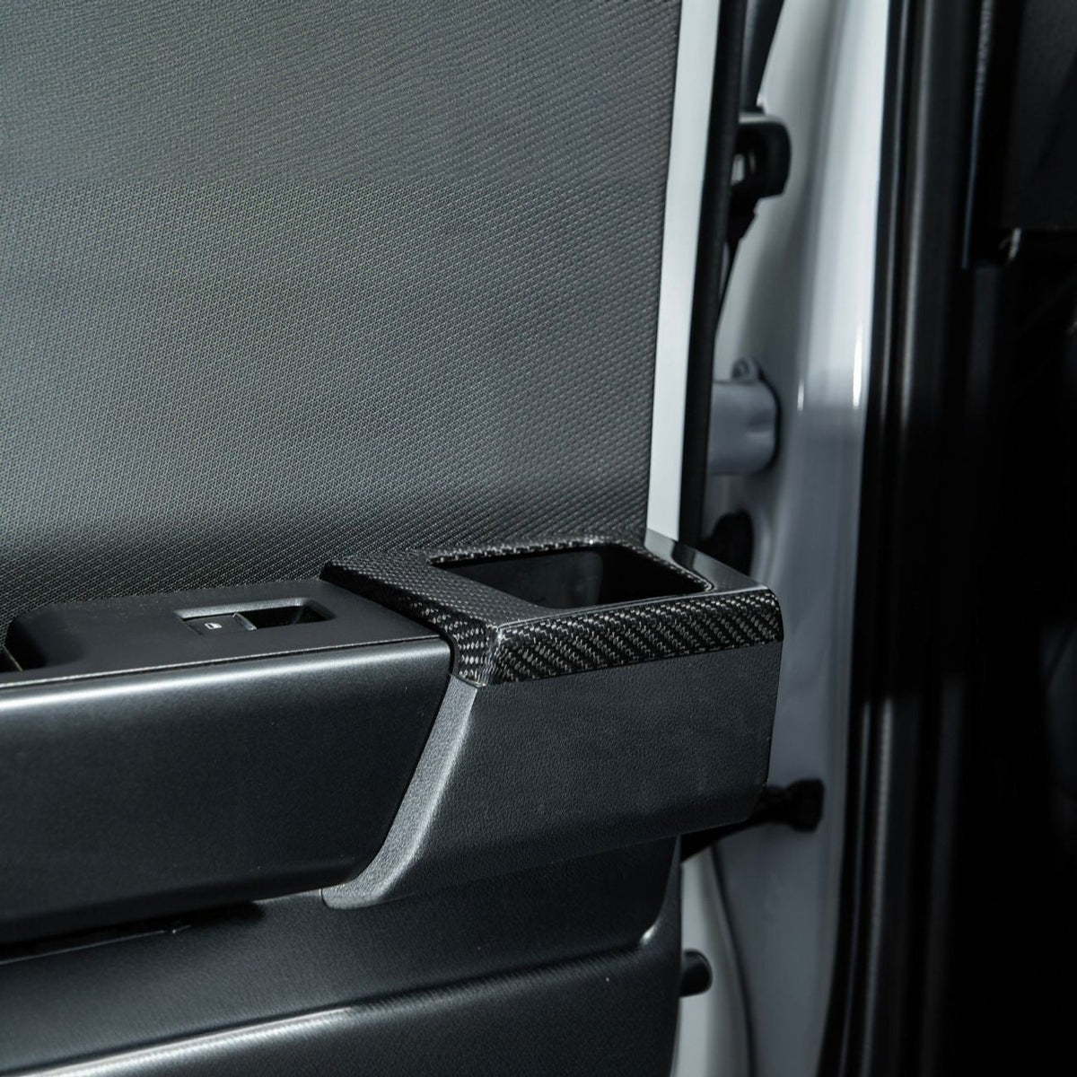 2021-2026 Ford F-150 / F-150 Lightning Dry Carbon Fiber Rear Door Side Storage Cup Holder Cover Overlays image 6