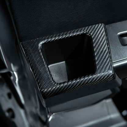 2021-2026 Ford F-150 / F-150 Lightning Dry Carbon Fiber Rear Door Side Storage Cup Holder Cover Overlays image 9