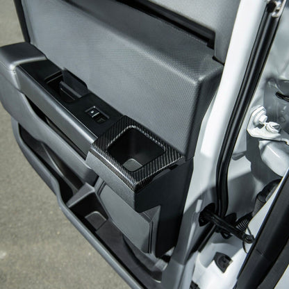 2021-2026 Ford F-150 / F-150 Lightning Dry Carbon Fiber Rear Door Side Storage Cup Holder Cover Overlays image 11