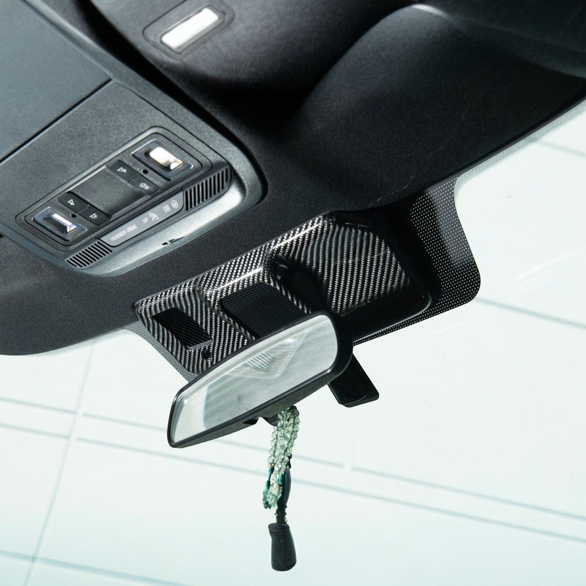 2021-Up Ford F-150 Dry Carbon Fiber Overhead Console Reading Light Panel Cover Overlay image 7