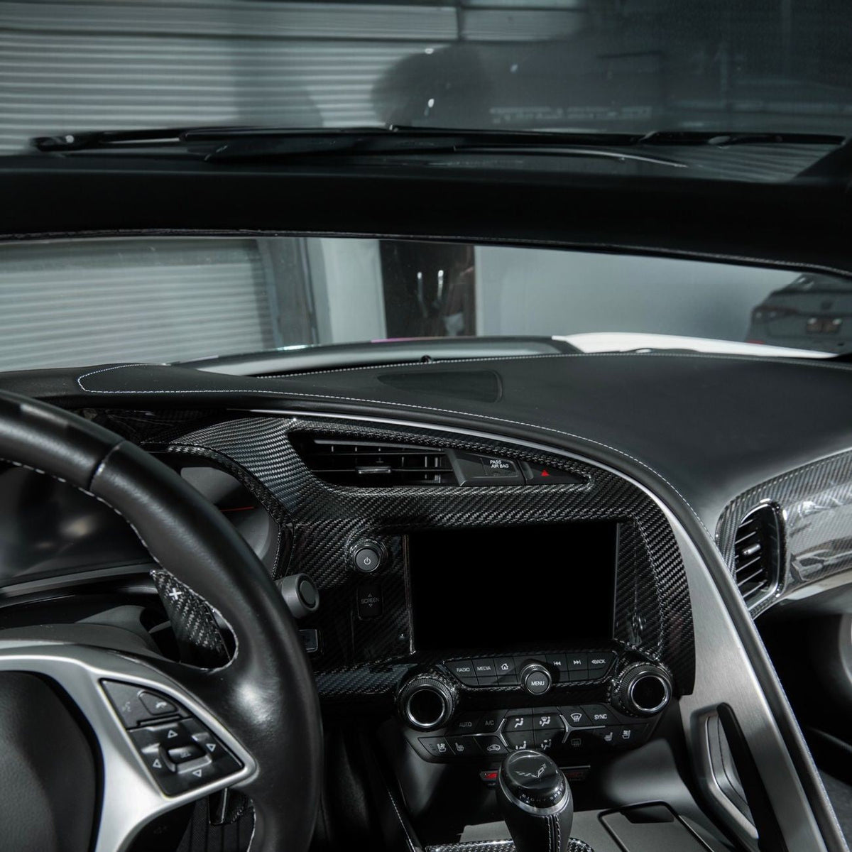 Corvette C7 Dry Carbon Fiber Center Infotainment Instrument Panel Cluster Trim Plate Cover Overlay image 7