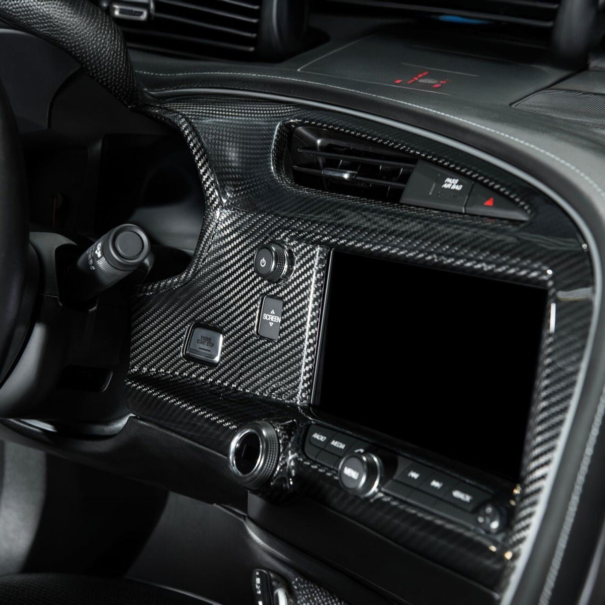 Corvette C7 Dry Carbon Fiber Center Infotainment Instrument Panel Cluster Trim Plate Cover Overlay image 9
