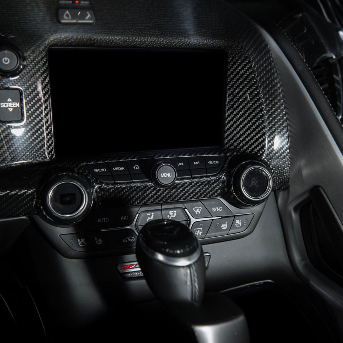 Corvette C7 Dry Carbon Fiber Center Infotainment Instrument Panel Cluster Trim Plate Cover Overlay image 10