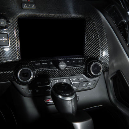 Corvette C7 Dry Carbon Fiber Center Infotainment Instrument Panel Cluster Trim Plate Cover Overlay image 10