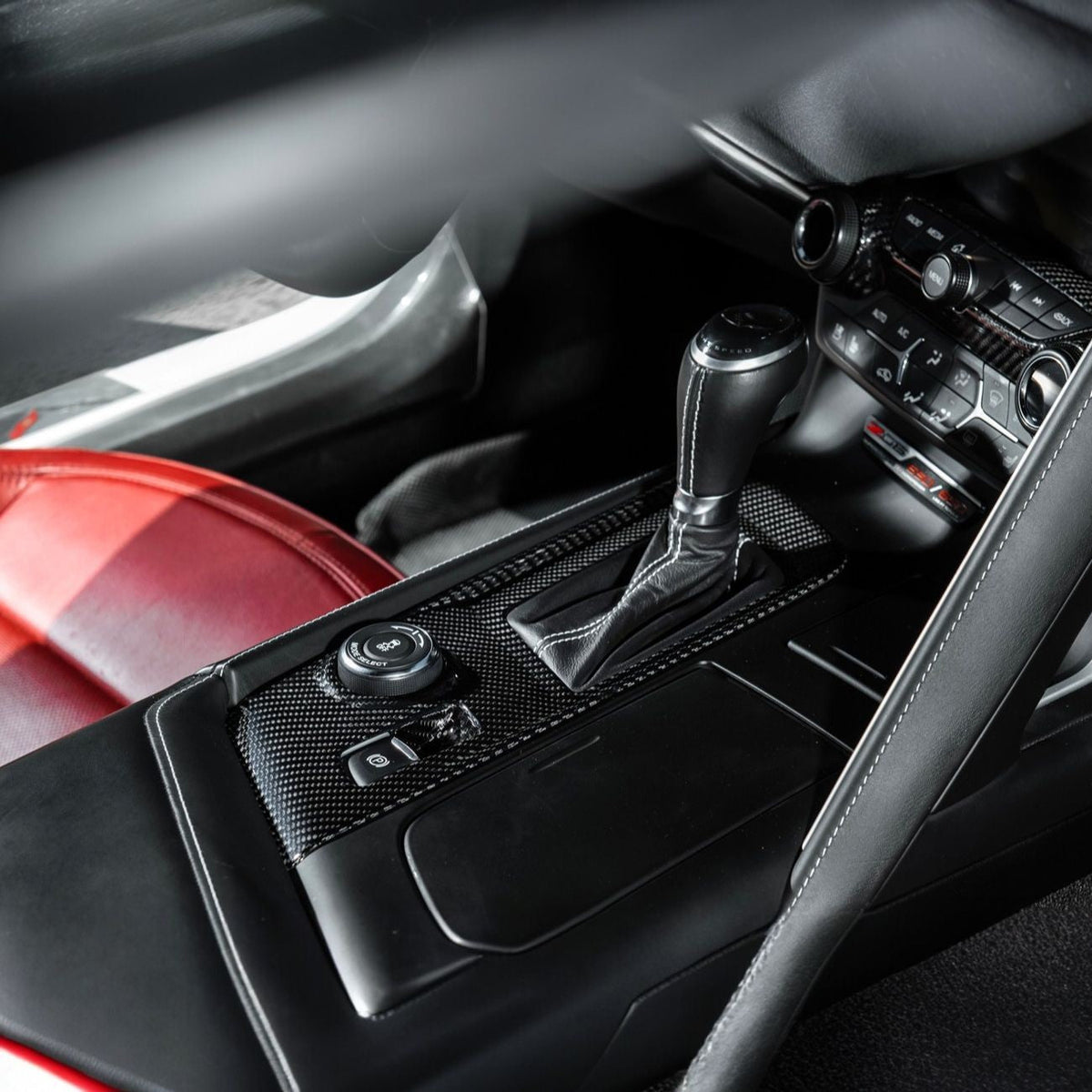 Corvette C7 Dry Carbon Fiber Center Console Shifter Trim Plate Cover Overlay image 4