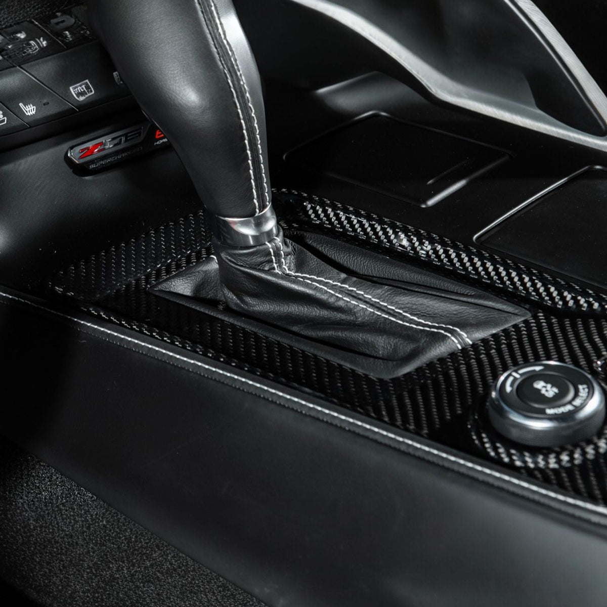 Corvette C7 Dry Carbon Fiber Center Console Shifter Trim Plate Cover Overlay image 7