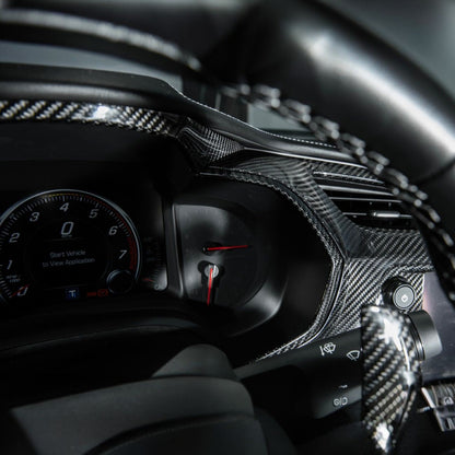 Corvette C7 Dry Carbon Fiber Gauge Cluster Trim Cover Set image 8
