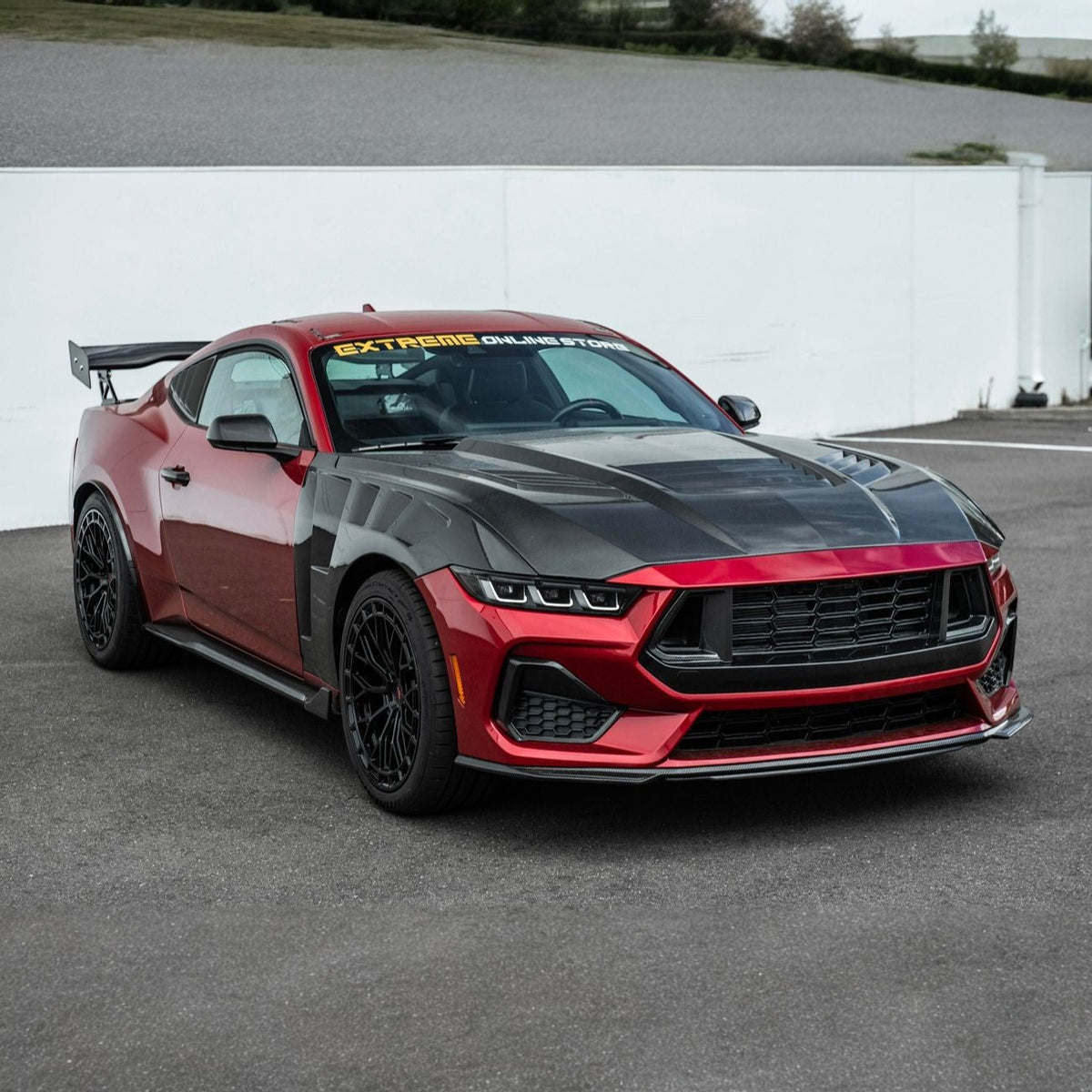 2024-Up Ford Mustang Carbon Fiber DarkHorse Style Front Grille Side Nostril Air Intake Trim Covers image 6