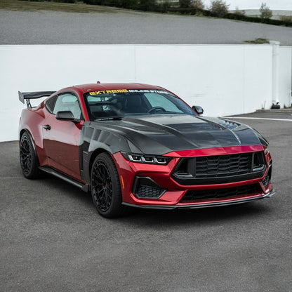 2024-Up Ford Mustang Carbon Fiber DarkHorse Style Front Grille Side Nostril Air Intake Trim Covers image 6