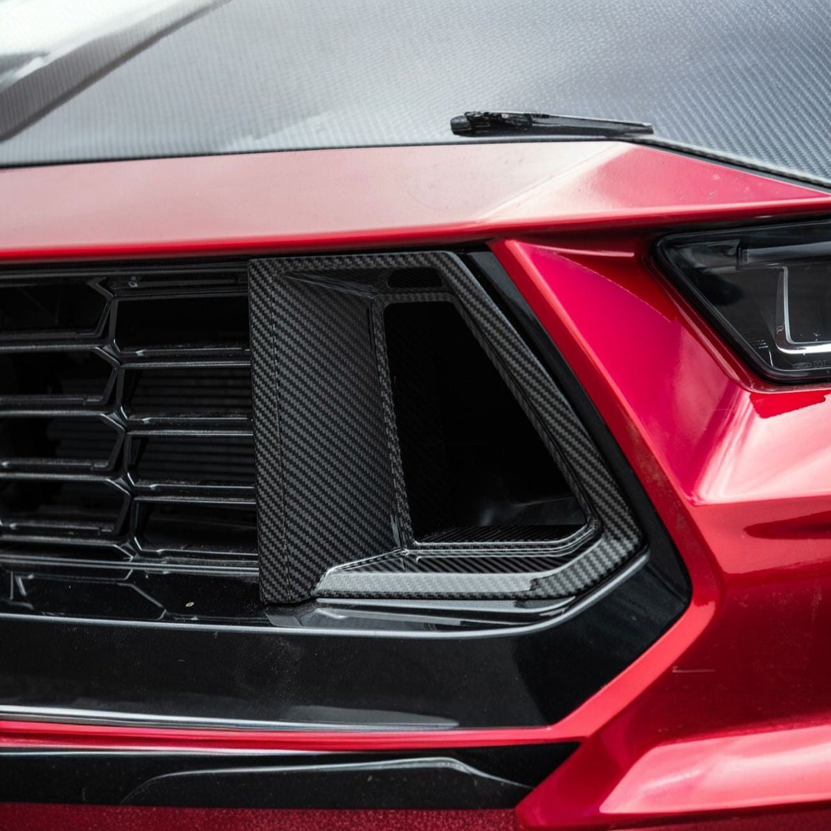 2024-Up Ford Mustang Carbon Fiber DarkHorse Style Front Grille Side Nostril Air Intake Trim Covers image 7