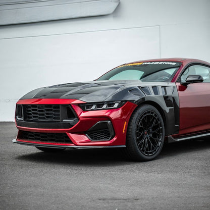 2024-Up Ford Mustang Carbon Fiber DarkHorse Style Front Grille Side Nostril Air Intake Trim Covers image 8