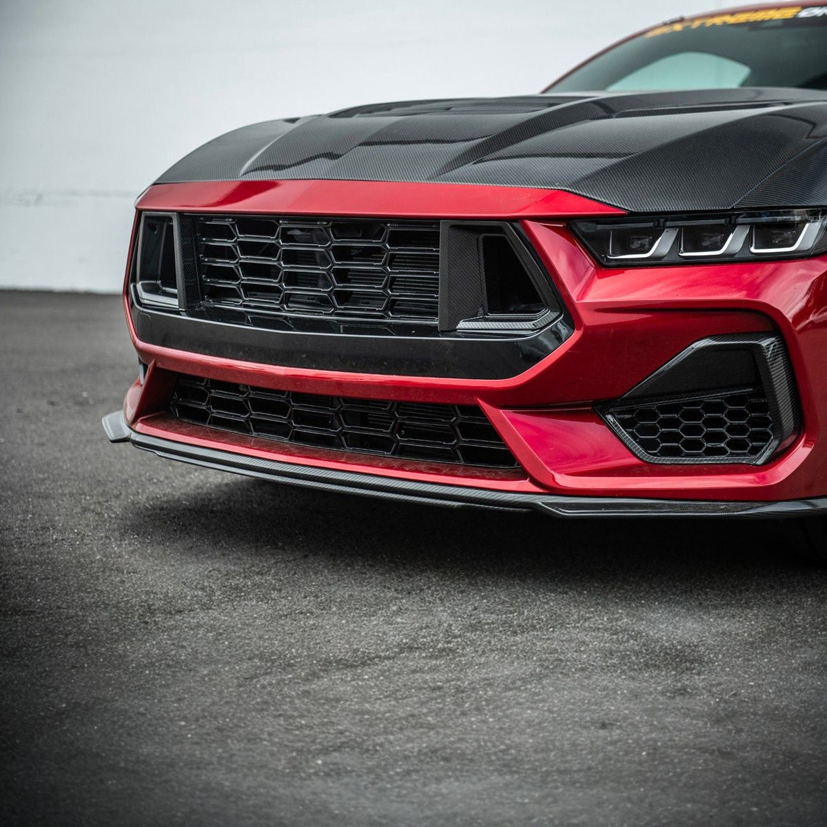 2024-Up Ford Mustang Carbon Fiber DarkHorse Style Front Grille Side Nostril Air Intake Trim Covers image 10