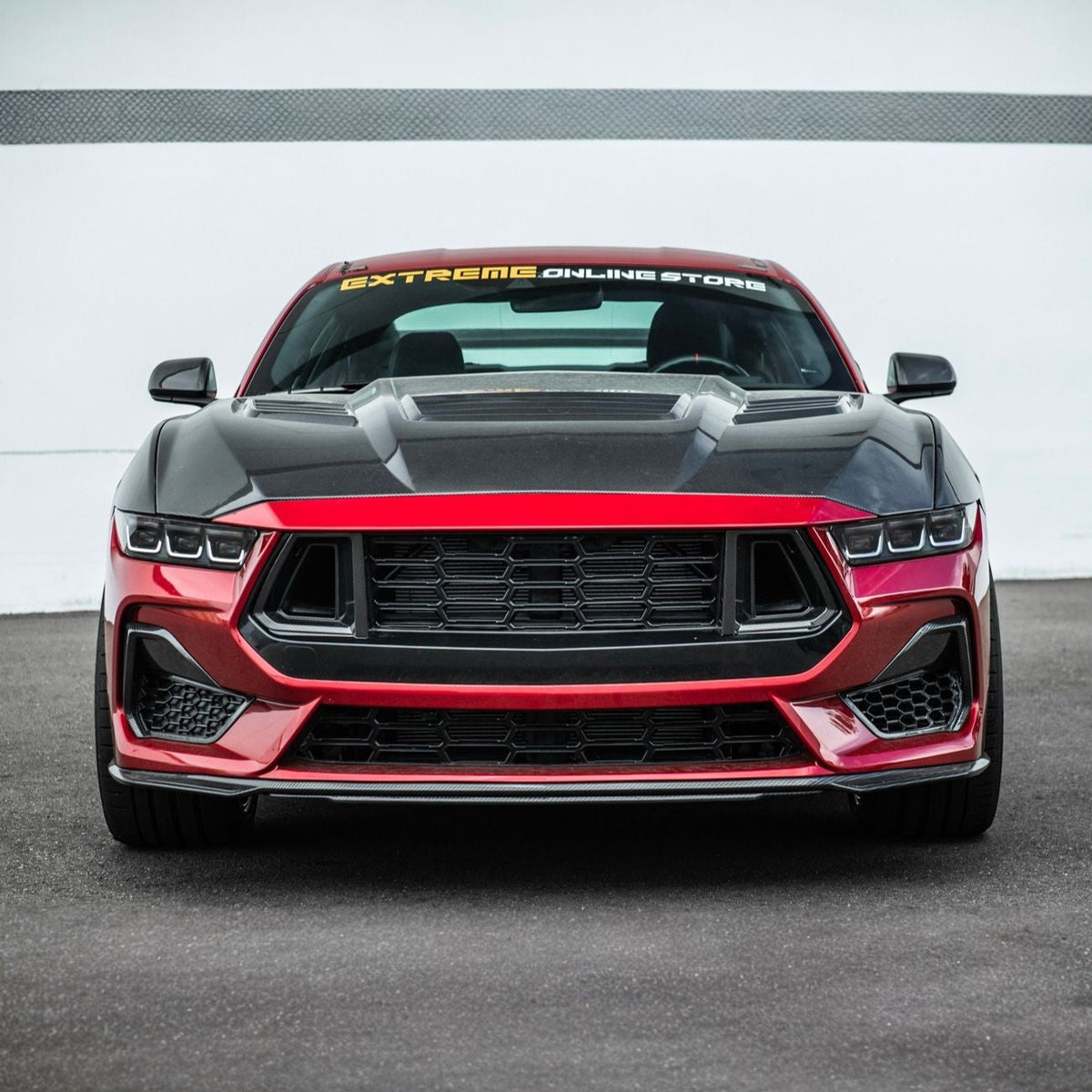 2024-Up Ford Mustang Carbon Fiber DarkHorse Style Front Grille Side Nostril Air Intake Trim Covers image 11