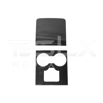 2020-23 Tesla Model 3 20-24 Y Carbon Fiber Interior Center Console Cover image 1