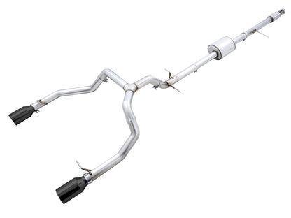 AWE 0FG Catback Split Rear Exit Exhaust for 4th Gen Silverado/Sierra 1500 5.3L (Flat Bumper) - Dual Diamond Black Tips image 1