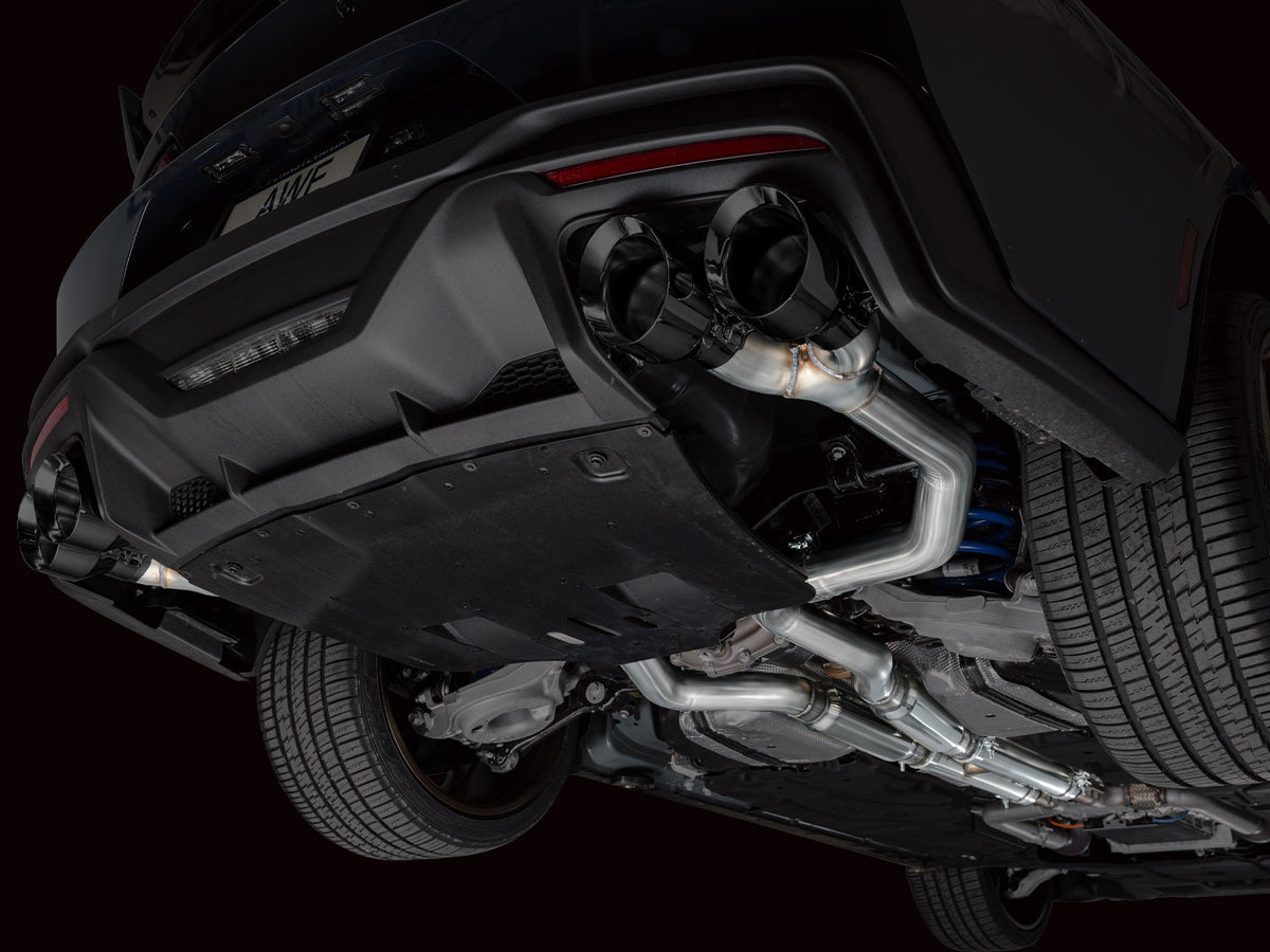 AWE Track Edition Exhaust for S650 Ford Mustang Dark Horse - Quad Diamond Black Tips image 11