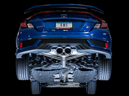 AWE Track Edition Exhaust for 10th Gen Civic Si Coupe / Sedan (includes Front Pipe) - Dual Chrome Silver Tips image 2