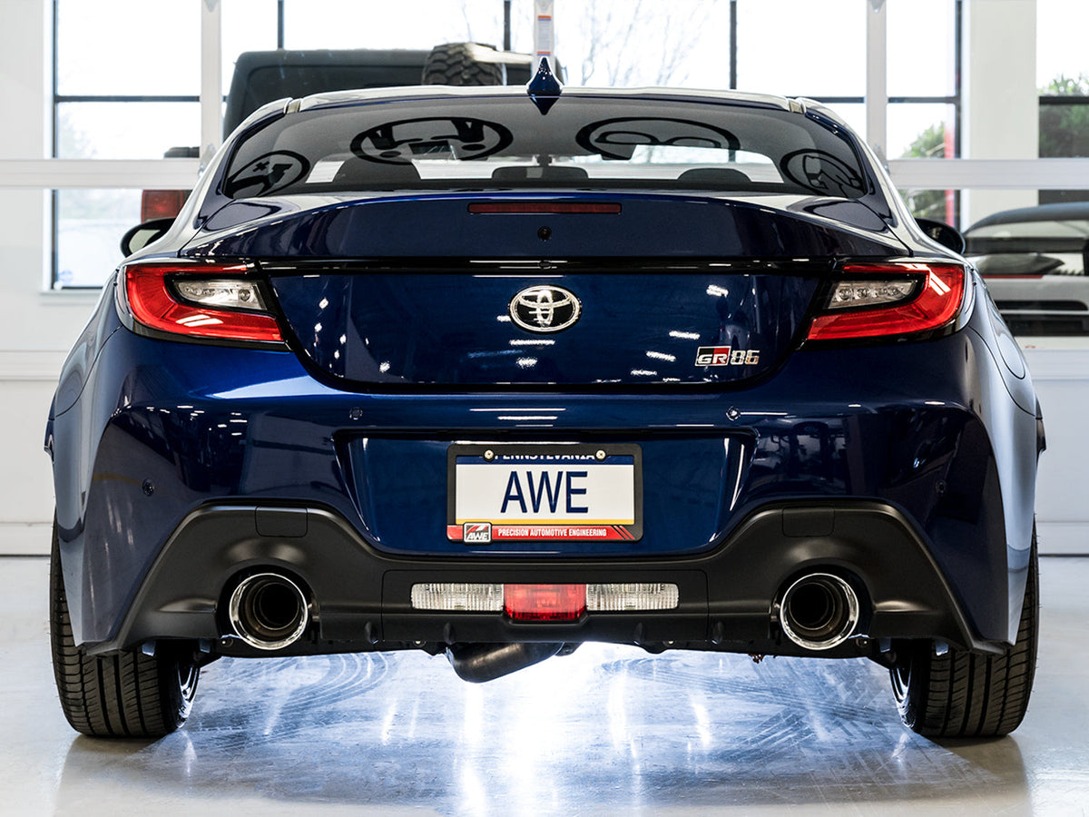 AWE Track Edition Exhaust for Subaru BRZ / Toyota GR86 / Toyota 86 / Scion FR-S - Chrome Silver Tips image 3