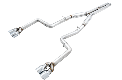 AWE Track Edition Exhaust for 17+ Challenger 5.7 - Chrome Silver Quad Tips image 1