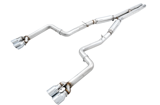 AWE Track Edition Exhaust for 17+ Challenger 5.7 - Chrome Silver Quad Tips image 1