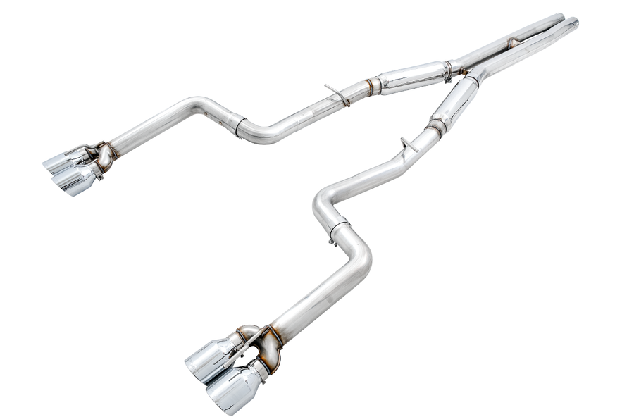 AWE Track Edition Exhaust for 17+ Challenger 5.7 - Chrome Silver Quad Tips image 1
