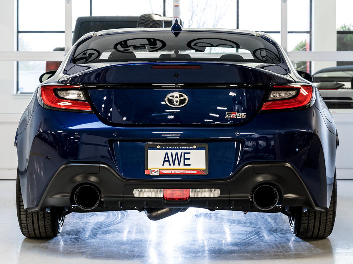 AWE Track Edition Exhaust for Subaru BRZ / Toyota GR86 / Toyota 86 / Scion FR-S - Diamond Black Tips image 3
