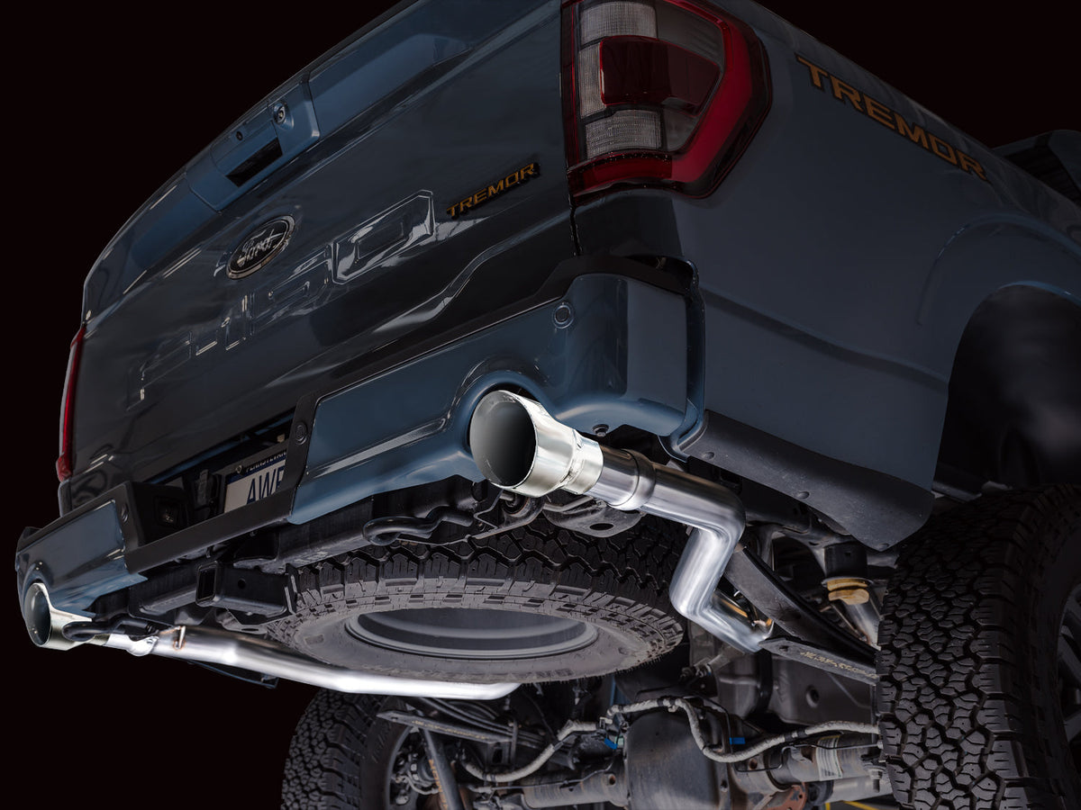 AWE 0FG Non-Resonated Catback for '21+ Ford F-150 Tremor (With Bumper Cutouts) - Chrome Silver Tips image 10