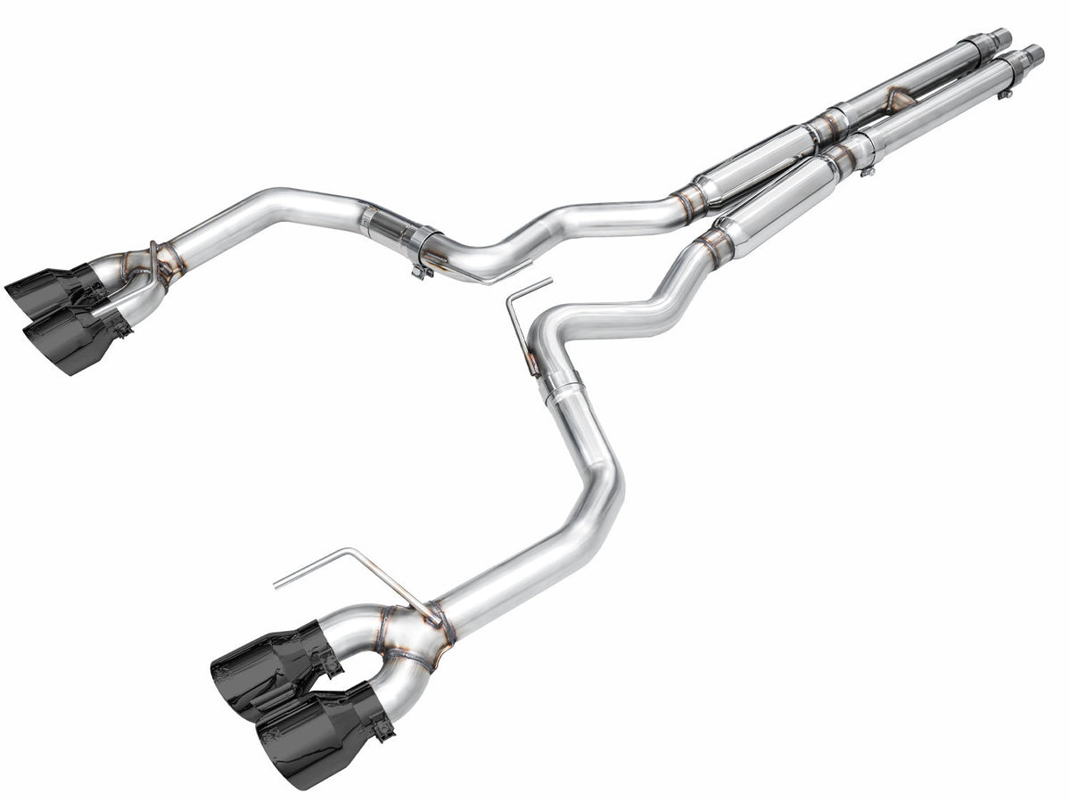 AWE Track Edition Exhaust for S650 Ford Mustang GT Fastback - Quad Diamond Black Tips image 1