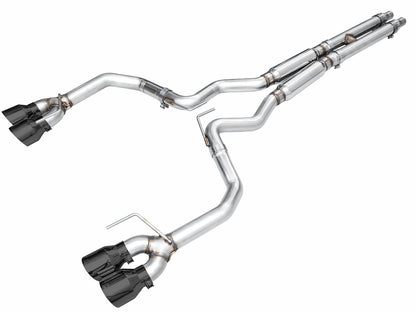 AWE Track Edition Exhaust for S650 Ford Mustang GT Fastback - Quad Diamond Black Tips image 1