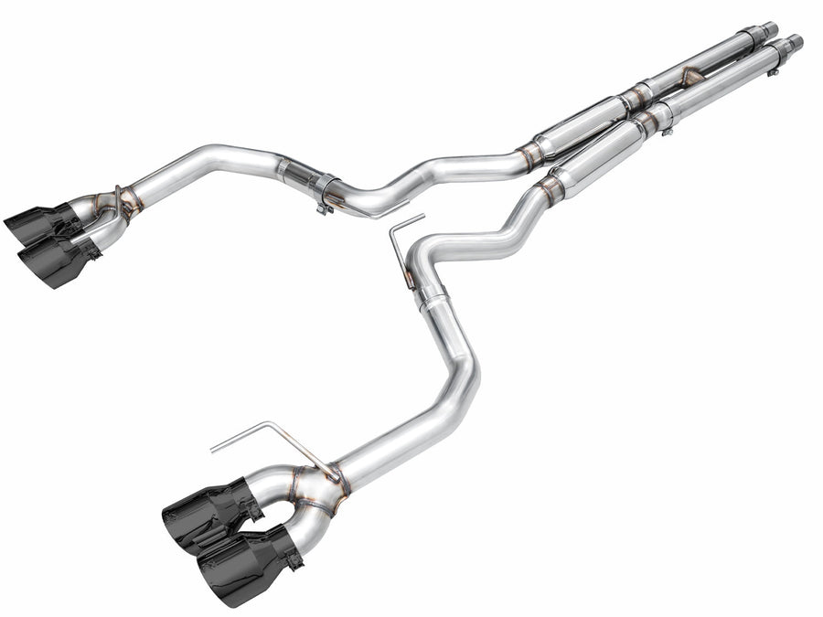 AWE Track Edition Exhaust for S650 Ford Mustang GT Fastback - Quad Diamond Black Tips image 1