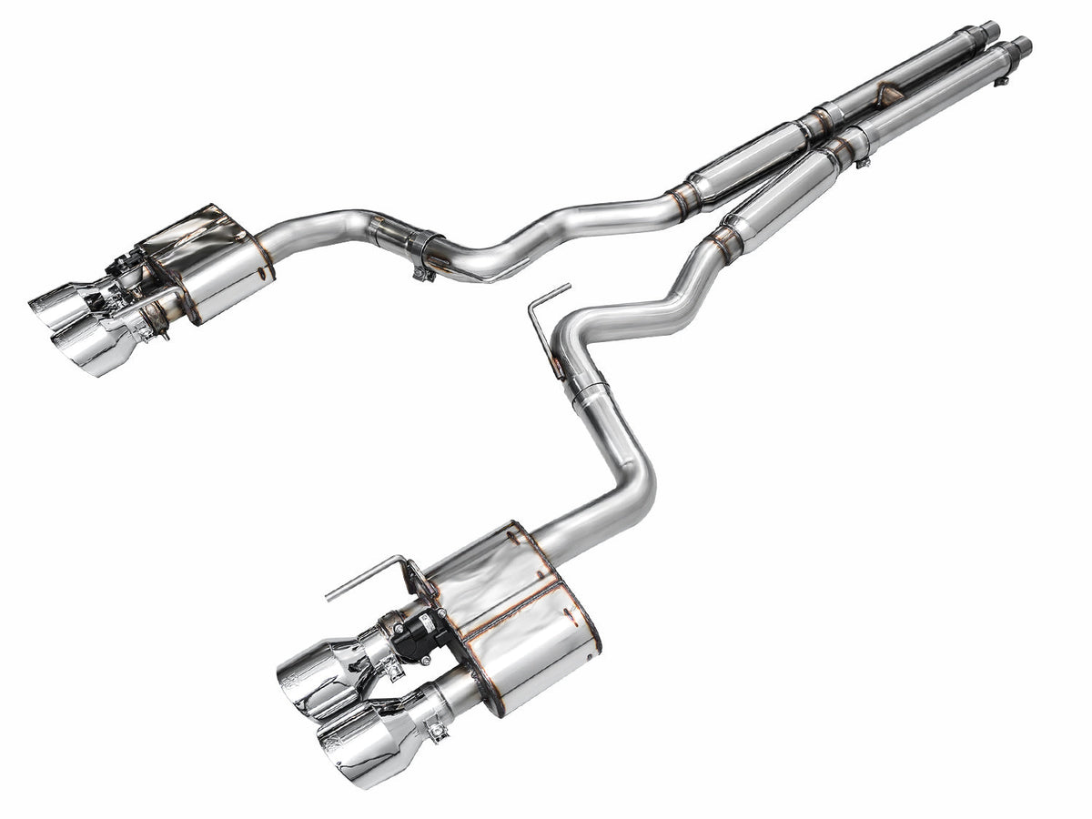 AWE SwitchPath™ Exhaust for S650 Ford Mustang GT Fastback - Quad Chrome Silver Tips image 1