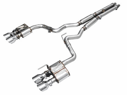 AWE SwitchPath™ Exhaust for S650 Ford Mustang GT Fastback - Quad Chrome Silver Tips image 1