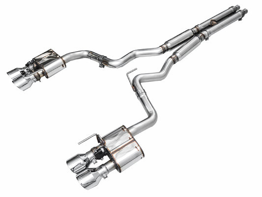 AWE SwitchPath™ Exhaust for S650 Ford Mustang GT Fastback - Quad Chrome Silver Tips image 1