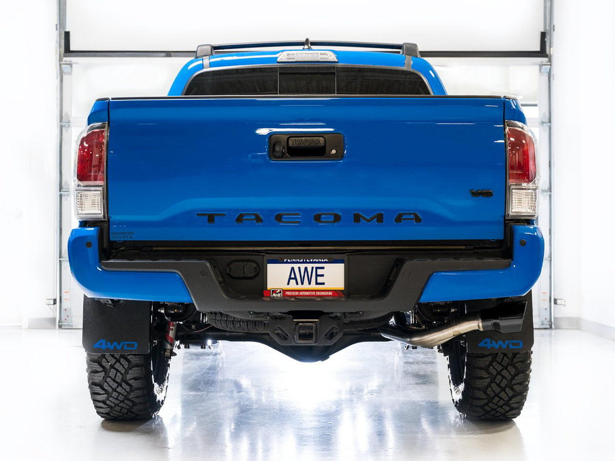 AWE 0FG Exhaust with BashGuard for 3rd Gen Tacoma - Dual Diamond Black Tips image 16
